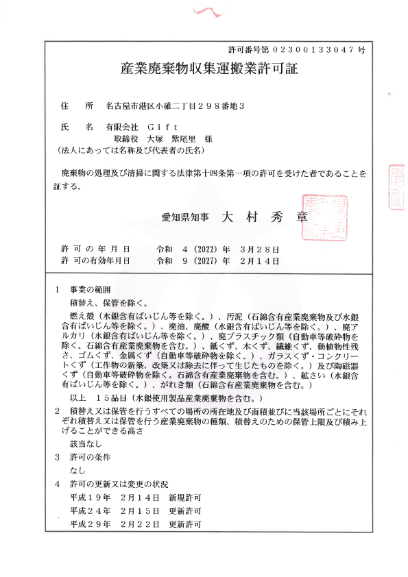 古物商許可証