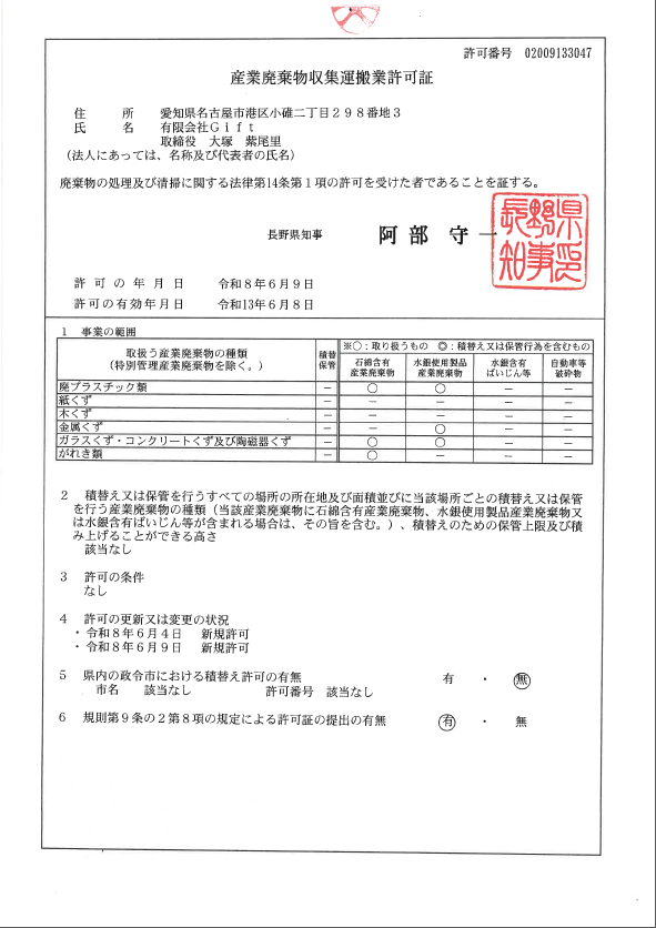 古物商許可証